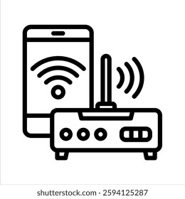Wireless Network Line Vector Illustration On White Background.