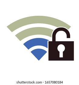 wireless network lock vector drawing