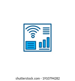 Wireless network manager dashboard illustration icon in blue style. Vector