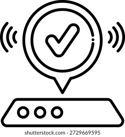 Wireless Network Router Signal with Check Mark