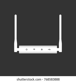 wireless network router vector flat illustration on dark gray background
