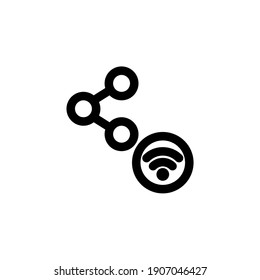 Wireless network share icon in line style. Connection and network icon