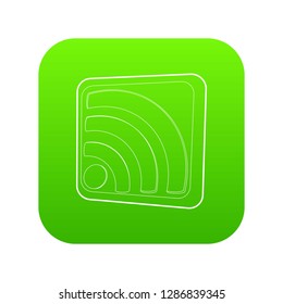 Wireless network sign icon green vector isolated on white background