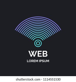 Wireless network sign on dark background. Vector illustration of Wi Fi.