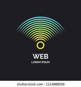 Wireless network sign on dark background. Vector illustration of Wi Fi.