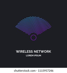 Wireless network sign on dark background. Vector illustration of Wi Fi.