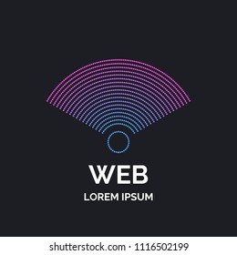 Wireless network sign on dark background. Vector illustration of Wi Fi.