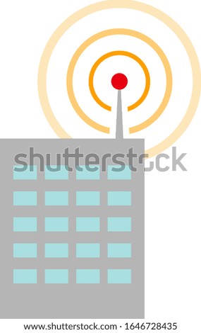 Wireless network signal from building .