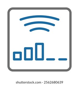 Wireless network signal icon. Concept of internet connection and communication.