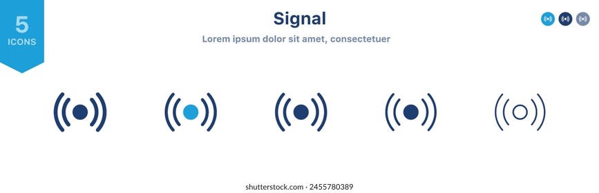 wireless Network signal icon . nfc broadcast internet connection icons	
