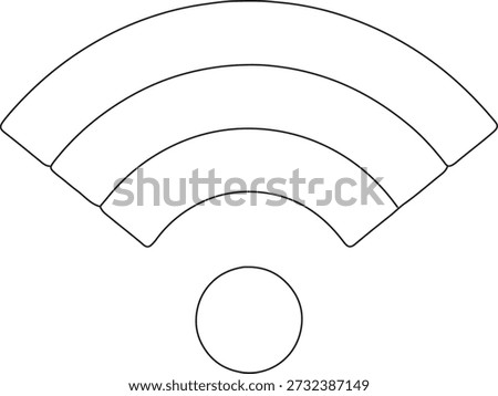 Wireless network signal icon outline vector. Minimalist wifi connectivity symbol for digital interface design. Modern internet connection hotspot sign. Professional communication technology graphic.