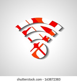 Wireless network symbol, abstract style illustration