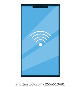 Wireless network symbol displayed on a smartphone screen, representing internet connectivity and communication