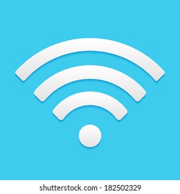 Wireless Network Symbol, flat icon isolated on a blue background for your design, vector illustration