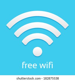 Wireless Network Symbol, flat icon isolated on a blue background for your design