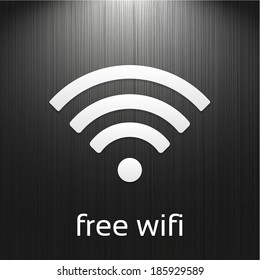 Wireless Network Symbol, flat icon isolated on a dark texture background with light for your design