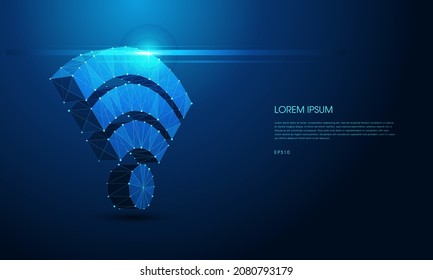 Símbolo de red inalámbrica en tema futurista, diseño conceptual de símbolo Wi-Fi abstracto. Ilustración vectorial.