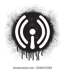 Wireless network symbol icon graffiti with black spray paint