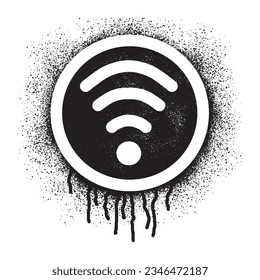 Wireless network symbol icon graffiti with black spray paint