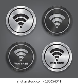 Wireless Network Symbol. Metal app icon. Vector