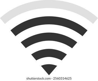 Wireless network symbol representing internet access and connectivity, illustrating the transmission of data through radio waves and highlighting network availability and strength