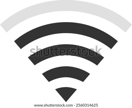 Wireless network symbol representing internet access and connectivity, illustrating the transmission of data through radio waves and highlighting network availability and strength