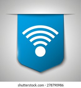 Wireless Network Symbol vector icon on blue book bookmark
