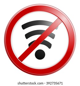 Wireless network symbol for your design. Original abstract No wi-fi icon. Vector illustration. Internet banned, forbidden. Stop sign. 