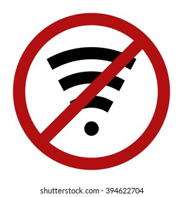 Wireless network symbol for your design. Original abstract No wi-fi icon. Vector illustration. Internet banned, forbidden. Stop sign. 