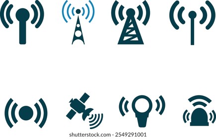 Ícones de tecnologia de rede sem fio. Símbolo de conexão com a Internet. Nível sem fio e sinal Wi-Fi. Sinal da zona WiFi. Sinal de Wi-Fi. Intensidade do sinal ícone Wi-Fi definir coleção Símbolo de rede de conexão sem fio