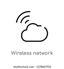 wireless network vector line icon. Simple element illustration. wireless network outline icon from signs concept. Can be used for web and mobile