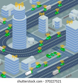 Wireless network of vehicle image illustration, Connected Car, Intelligent Car