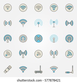 Wireless network and wi-fi icons - vector collection of creative wifi symbols or design elements