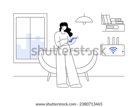 Wireless networks abstract concept vector illustration. Young man using wireless data connections, modern network technology, Wifi signal, smart communication system abstract metaphor.