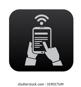 Wireless on black button blackboard,vector