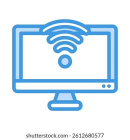 Wireless on a computer screen symbolizes Wireless connectivity; ideal for technology, internet,and virtual concept designs.