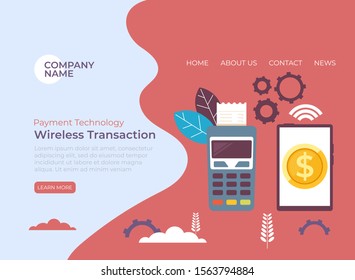 Wireless online internet transaction concept. Vector flat graphic design illustration