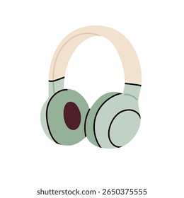 Wireless over-ear headphones isolated on white background, ideal for audio learning, music, podcast, or audiobook design
