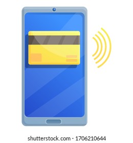 Wireless payment bank card icon. Cartoon of wireless payment bank card vector icon for web design isolated on white background