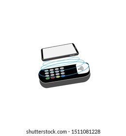Wireless payment at the checkout. Payment by smartphone. Vector illustration