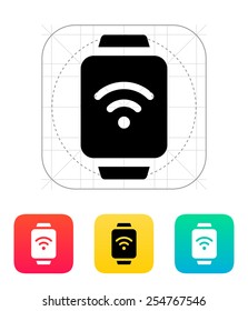 Wireless payment on smart watch icon. Vector illustration.