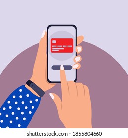 Wireless payment smartphone in hands 