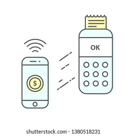 Wireless payment trough smart phone to credit card terminal icon