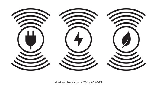 Wireless phone charging icons. Wireless charging