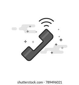 Wireless phone icon in flat outlined grayscale style. Vector illustration.