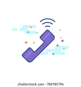 Wireless phone icon in outlined flat color style. Vector illustration.