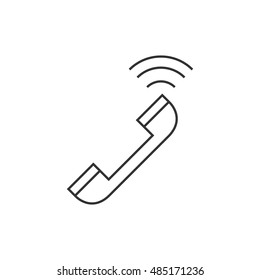 Wireless phone icon in thin outline style. Communication technology