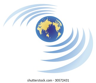 Wireless planet - abstract illustration with globe and wireless wave