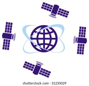 Wireless planet - abstract illustration with globe and satellite