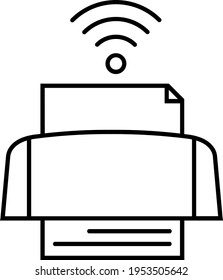 Wireless printer icon in thin outline. Vector illustration.